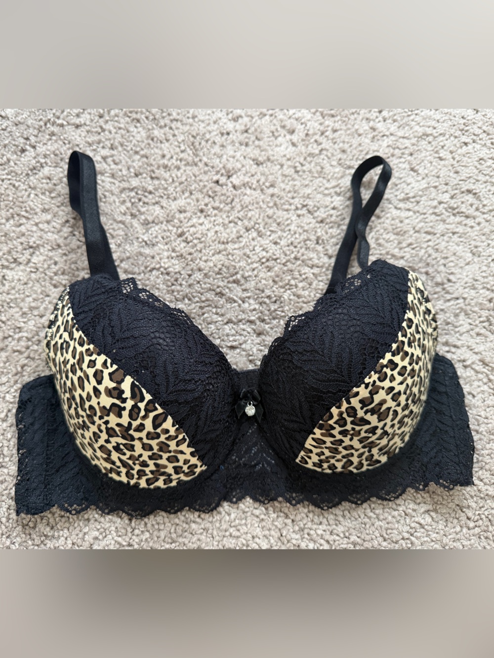 3/$25 Y2K cheetah print lace black 32B bra shein